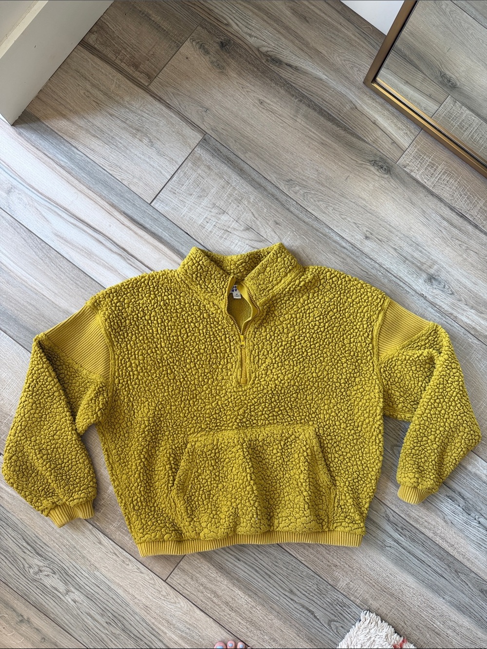 JoyLab Mustard Sherpa Half-Zip Pullover